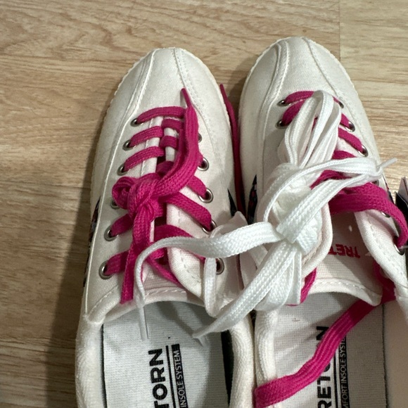 Tretorn Women's Sneakers in White with Pink Accents - Picture 11 of 11
